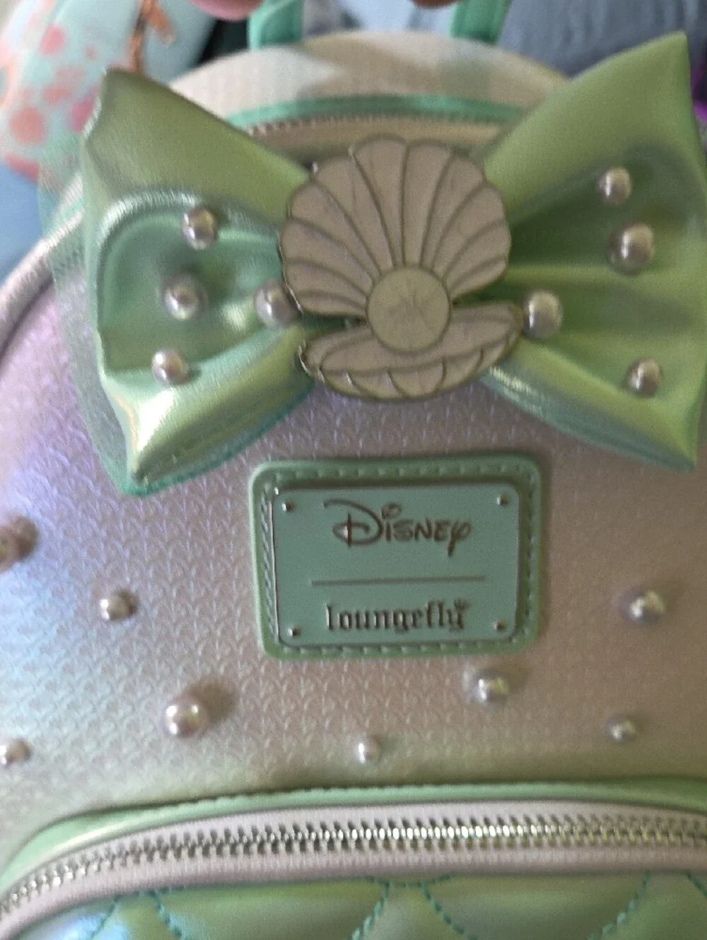 Loungefly Little Mermaid Iridescent Green Pearl Mermaid Mini Backpack - Picture 3 of 7